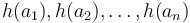 h(a_{1}),h(a_{2}),\ldots ,h(a_{n})